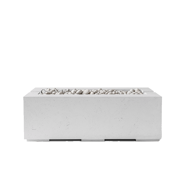 HPC Avera 48-inch Lightweight Concrete Fire Pit in Ash finish with Ivory Beachstone media
