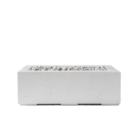 HPC Avera 48-inch Lightweight Concrete Fire Pit in Ash finish with Ivory Beachstone media