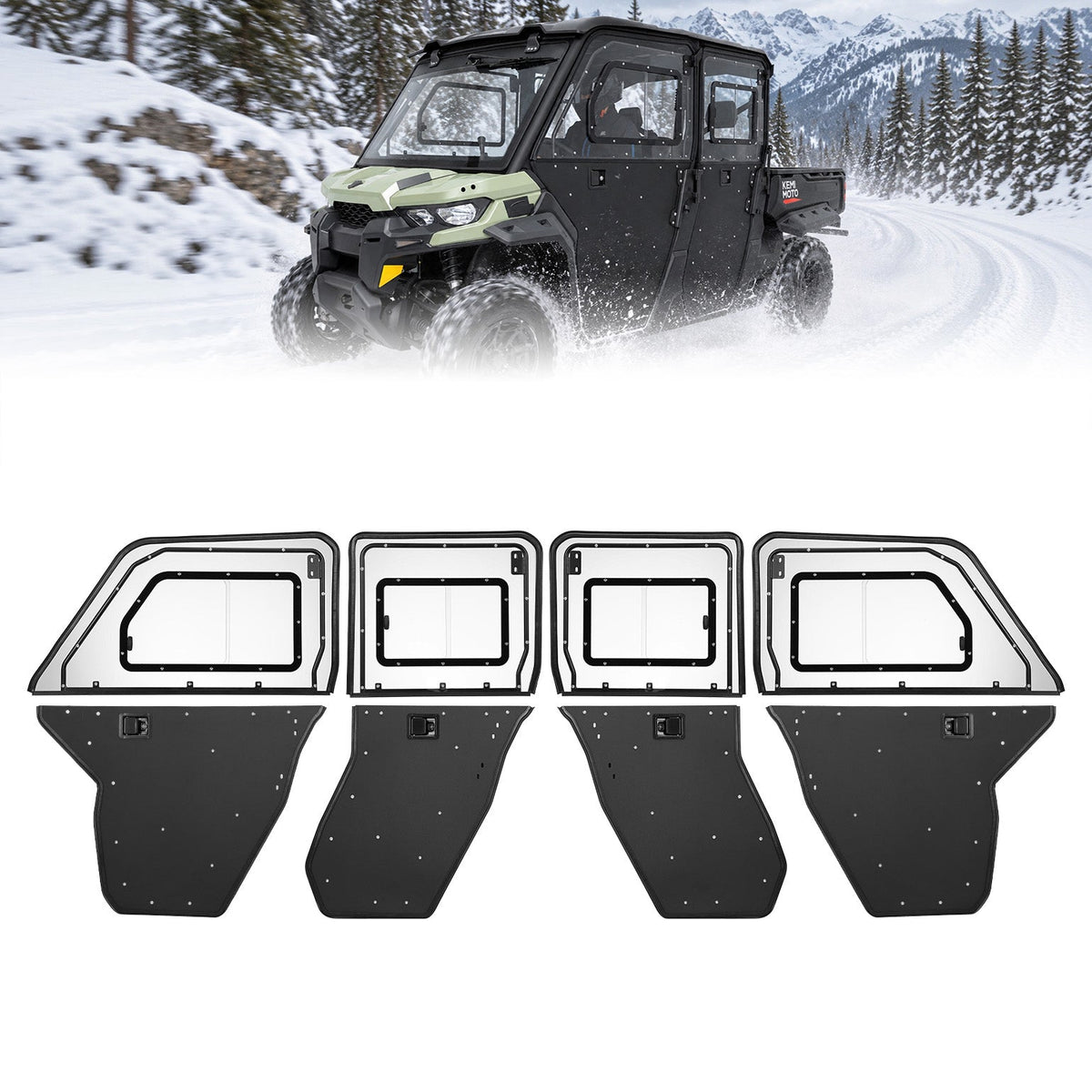 Kemimoto Hard Cab Enclosure with Sliding Windows for Can-Am Defender MAX 2017-2026 - hero shot
