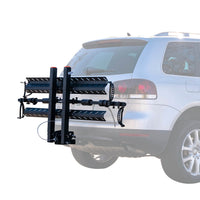 V-Lectric VFR eBike hitch rack carrier - angled view with bikes loaded