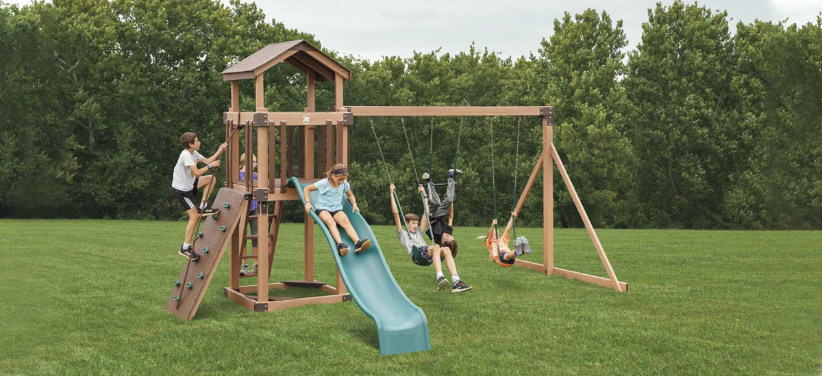 Adventure World Busy Basecamp Swing Set Package B44-6 full view