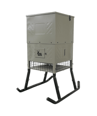 Boss Buck 600lb Fill Sled Feeder with Diverter Plate and Solar Panel - front view