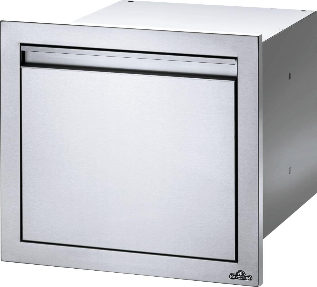 Napoleon 18x16 Large Single Drawer - Stainless Steel, angled view closed