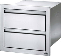 Napoleon 18 x 16 inch Double Drawer Built-In Component - Stainless Steel, angled open view