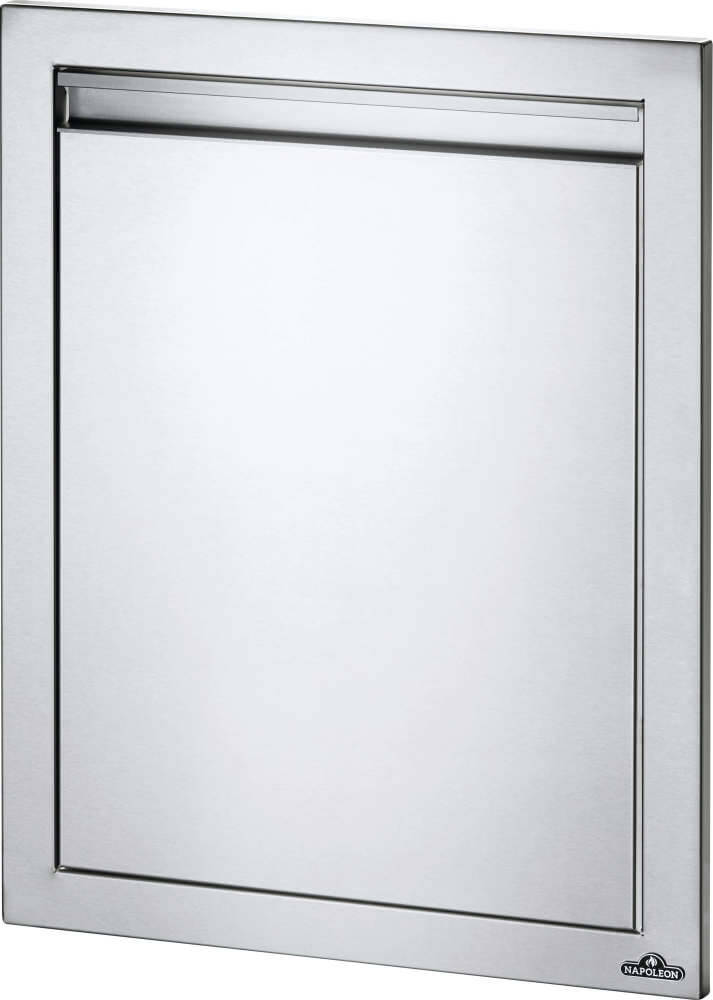 Napoleon 18x24 Inch Reversible Single Door - Stainless Steel, Angled View Closed