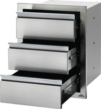 Napoleon 18x24 Triple Drawer open full view - stainless steel outdoor kitchen built-in component