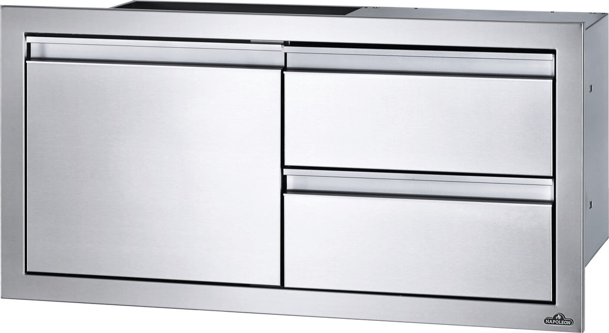 Napoleon 36x16 Single Door Double Drawer Built-In Combo - Angled View