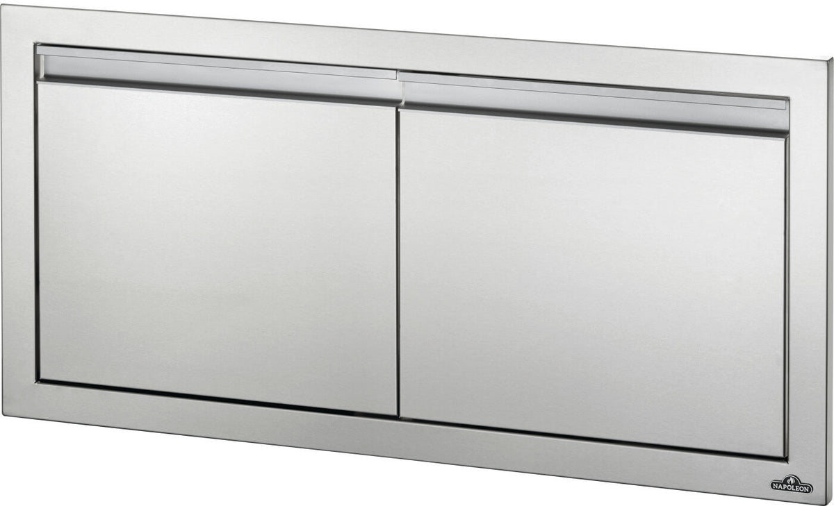 Napoleon 36x16 Small Double Door stainless steel - angled closed view
