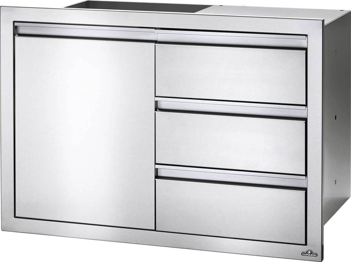 Napoleon 36x24 Single Door Triple Drawer Combo - Angled View
