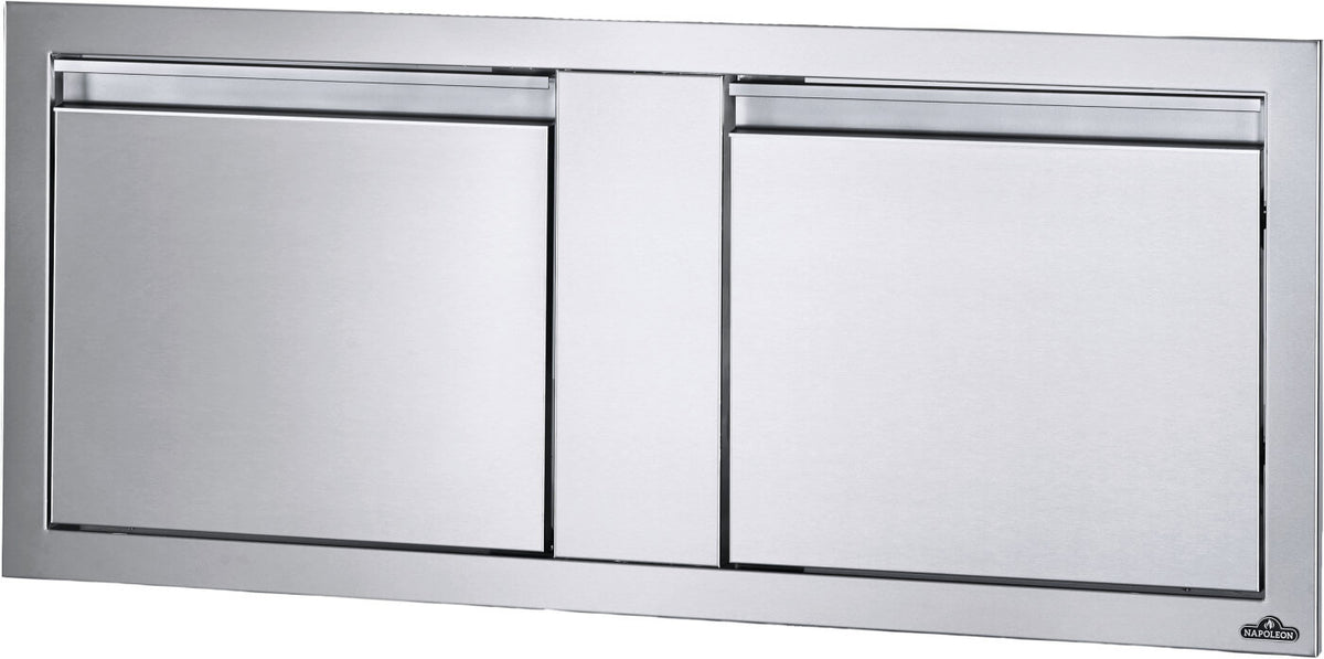 Napoleon 42x16 Small Double Door angled view - stainless steel built-in outdoor kitchen component