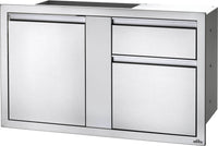 Napoleon 42x24 Large Door and Waste Bin Drawer - Stainless Steel, angled closed view