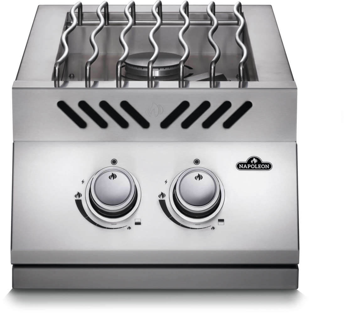 Napoleon Built-In 500 Series Inline Dual Range Top Drop-In Burner front view with stainless steel cover