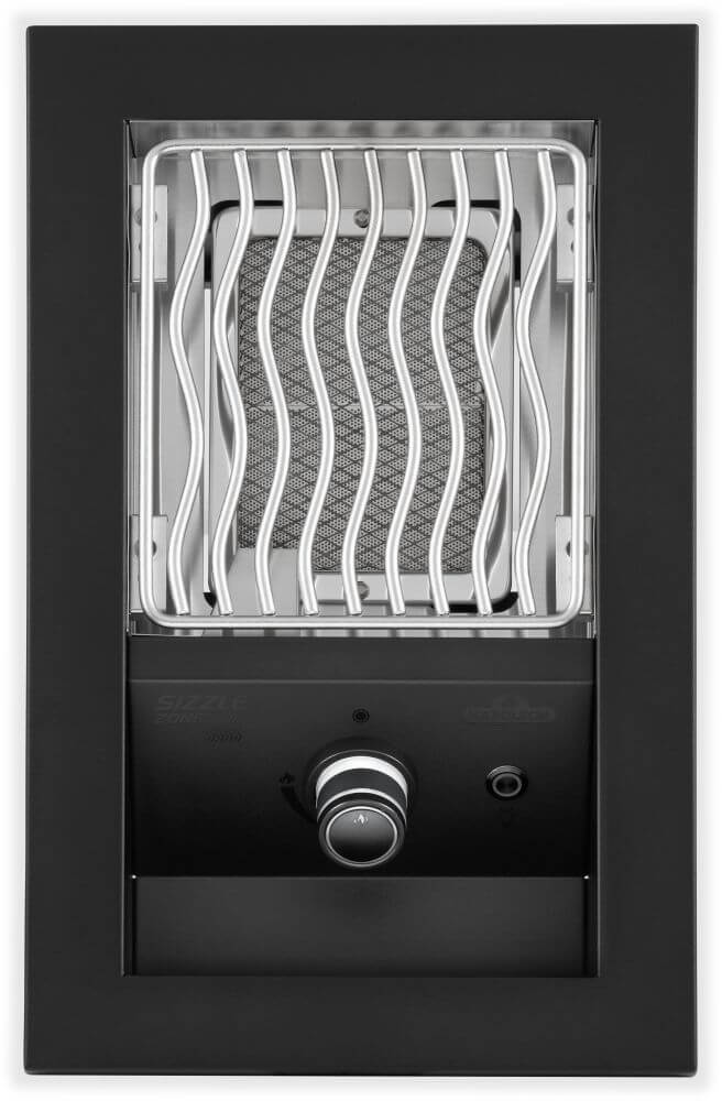 Napoleon Built-In 700 Series 10 Inch Single Infrared SIZZLE ZONE Burner - top down view with matte black cover