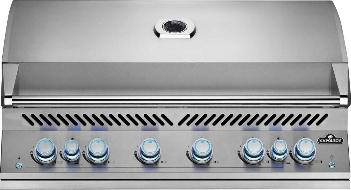 Napoleon Built-In 700 Series 44 inch gas grill head with dual infrared rear burners, stainless steel finish, front view