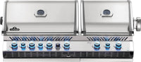 Napoleon Built-In Prestige PRO 825 RBI stainless steel grill head front view with knobs on