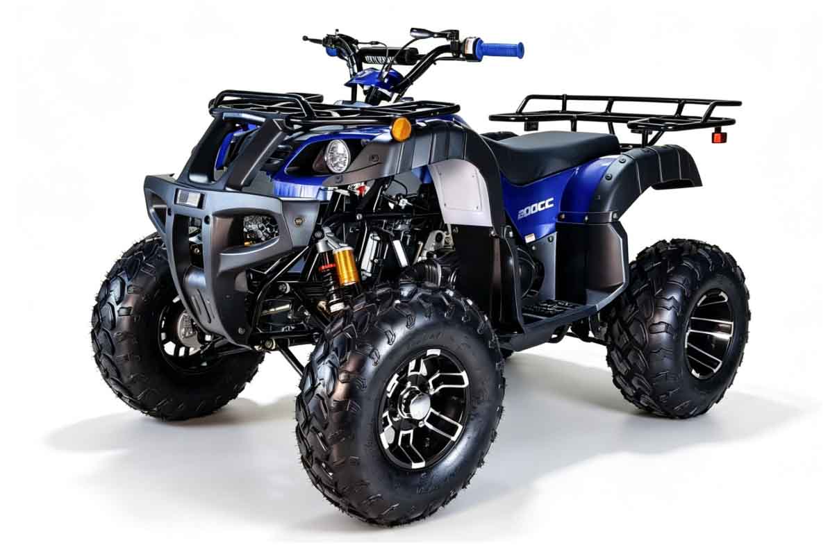 Apollo Cougar UT 200cc ATV in Blue - side profile view