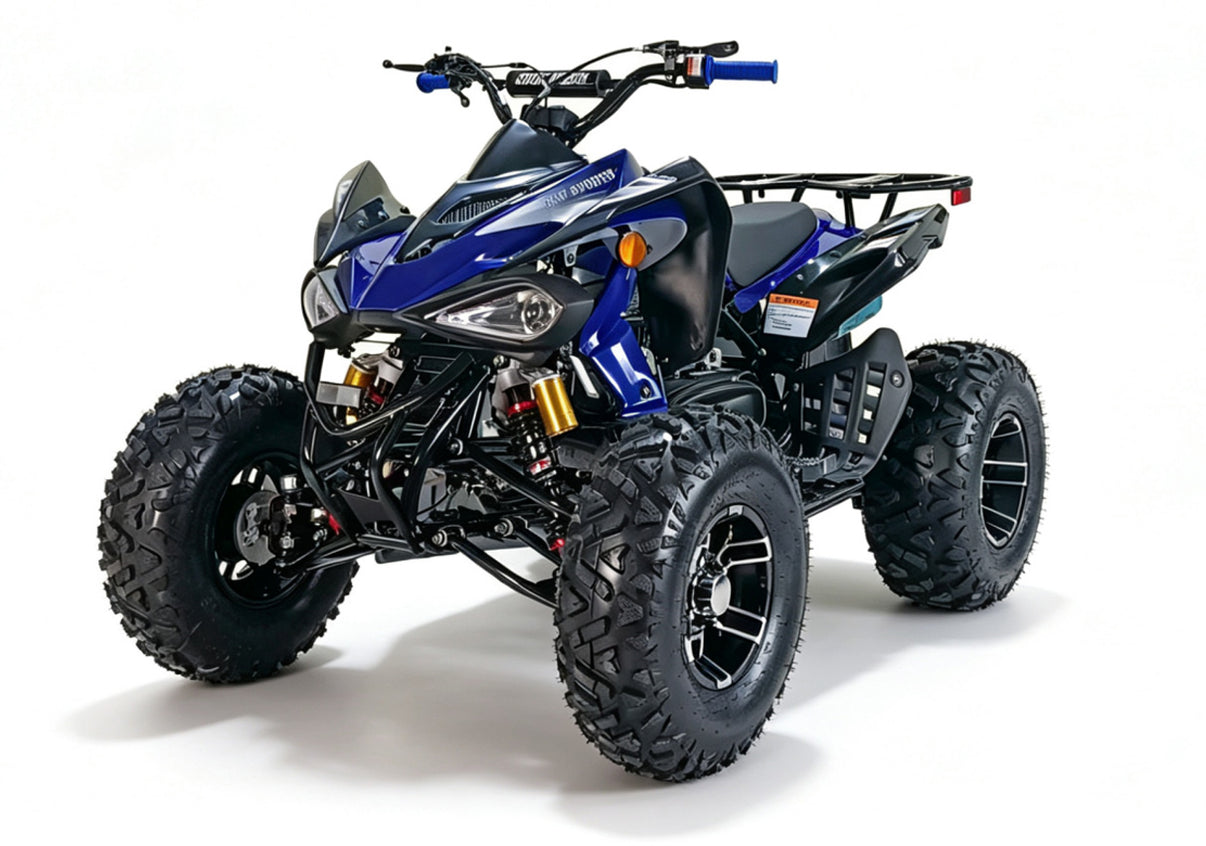 Apollo Cougar Sport 200cc ATV in Blue - front three-quarter view