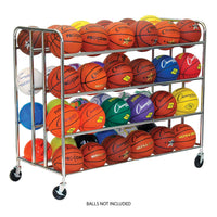 Champion Sports 48-Ball Double Wide Ball Cart - 4-tier chrome steel ball cart holding up to 48 balls