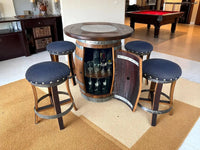 Whiskey & Wine Barrel Pub Set Limited Colorways, Glass Top, Cabinet Storage