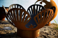 Fire Pit Art Barefoot Beach Fire Pit with shell and starfish design - front view