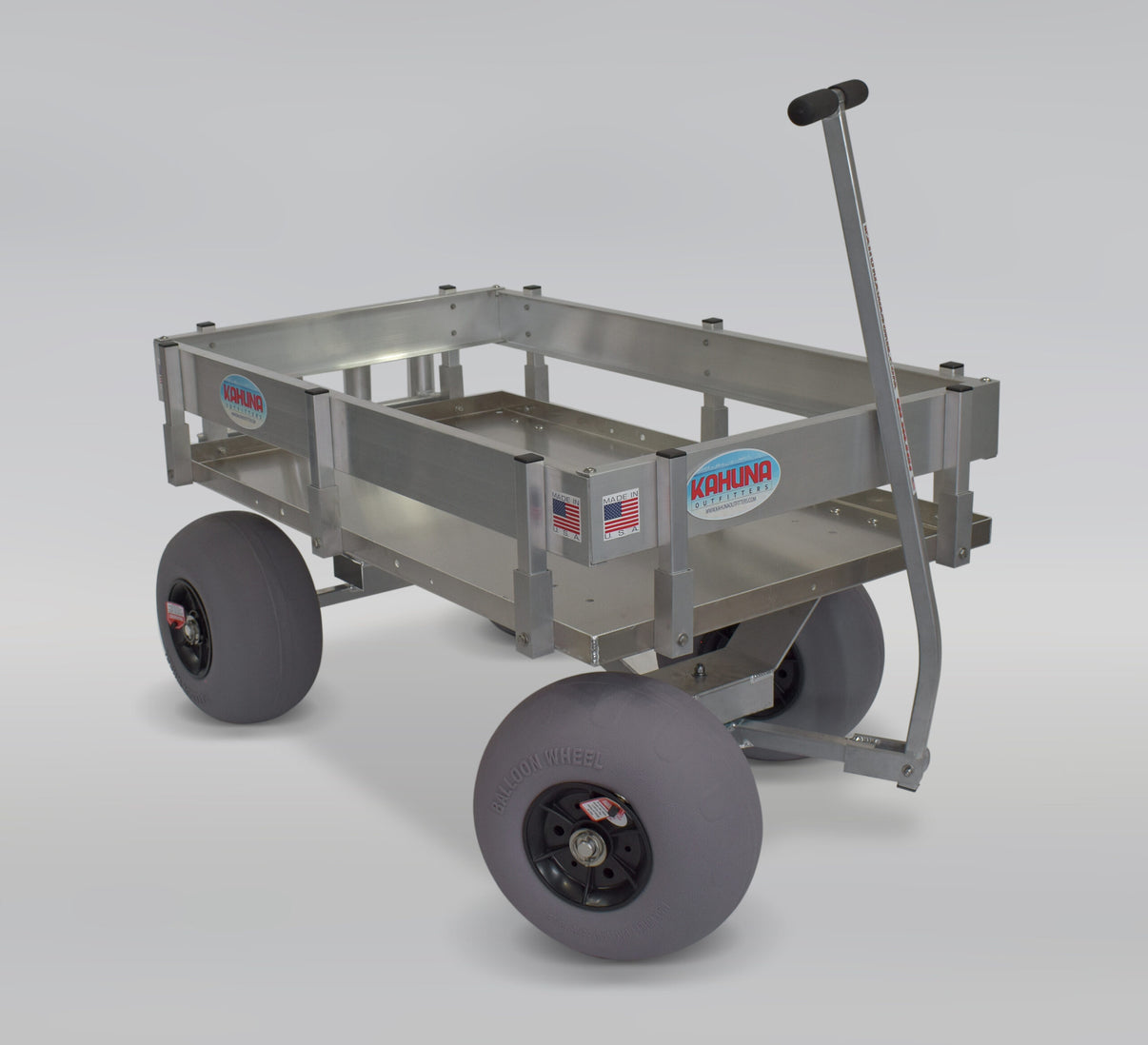 Big Kahuna Beach Wagon side angle view showing aluminum construction and balloon sand tires