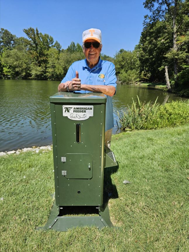 American Feeder H125 Outdoor Feeder - hero shot with Bill Dance