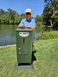 American Feeder H125 Outdoor Feeder - hero shot with Bill Dance