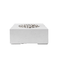 HPC Bravo Lightweight Concrete Fire Pit in Ash finish with Ivory Beachstone - front view