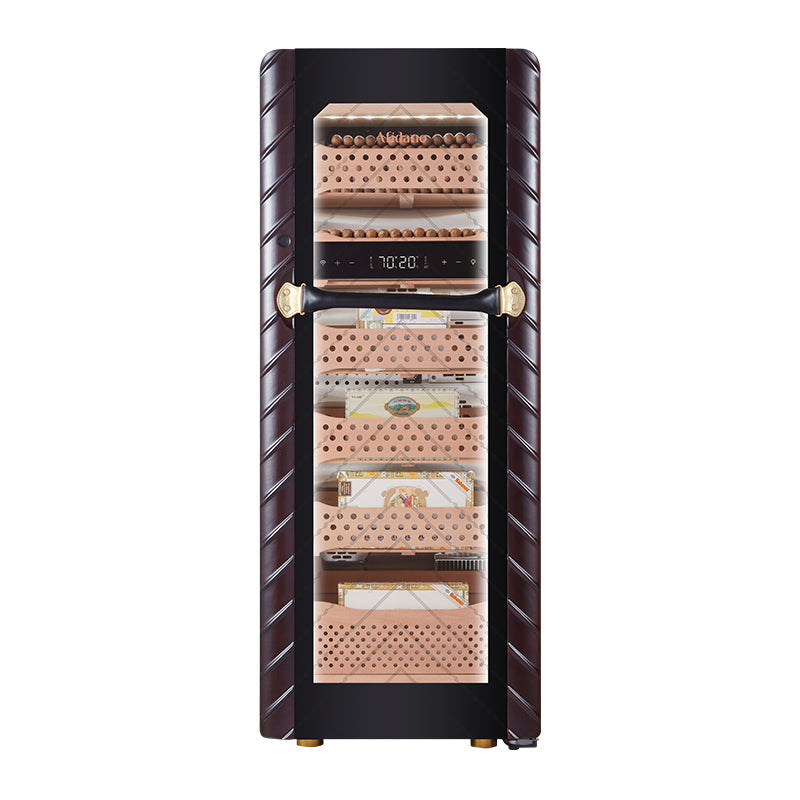 Afidano C5 1400 Ct Electric Cigar Humidor front view with suede exterior