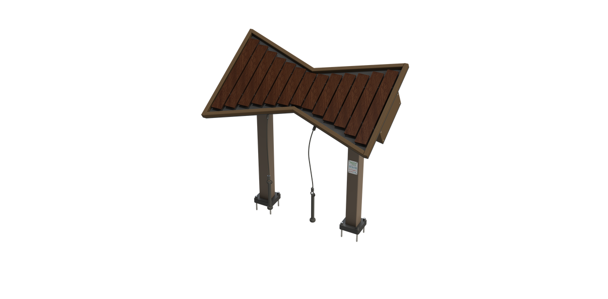 Freenotes Cadence 13-note outdoor marimba with coated fiberglass keys and recycled plastic resonated base - render view