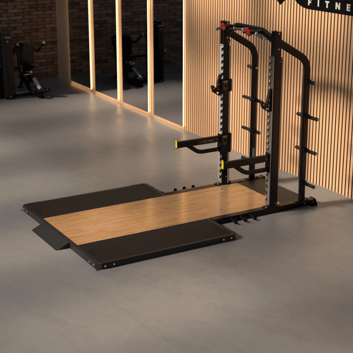 HOIST Fitness 6ft Sound Dampening Wood Platform in Matte Black frame - front view