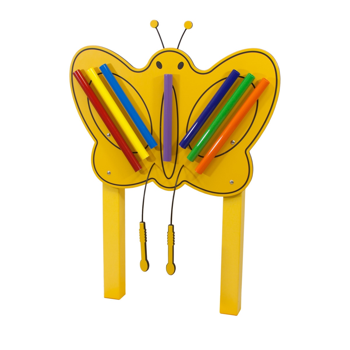 EnSoul Butterfly 7 Rainbow Chimes In-Ground Yellow and Black outdoor musical instrument front view