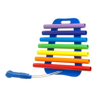 EnSoul Portable Chimes 7 Note Rainbow Blue - full product view showing rainbow-colored aluminum chimes on recycled HDPE frame