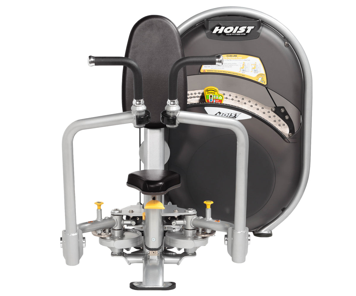 HOIST Club Line CL-3309 Pec Fly Rear Delt commercial gym machine in black upholstery