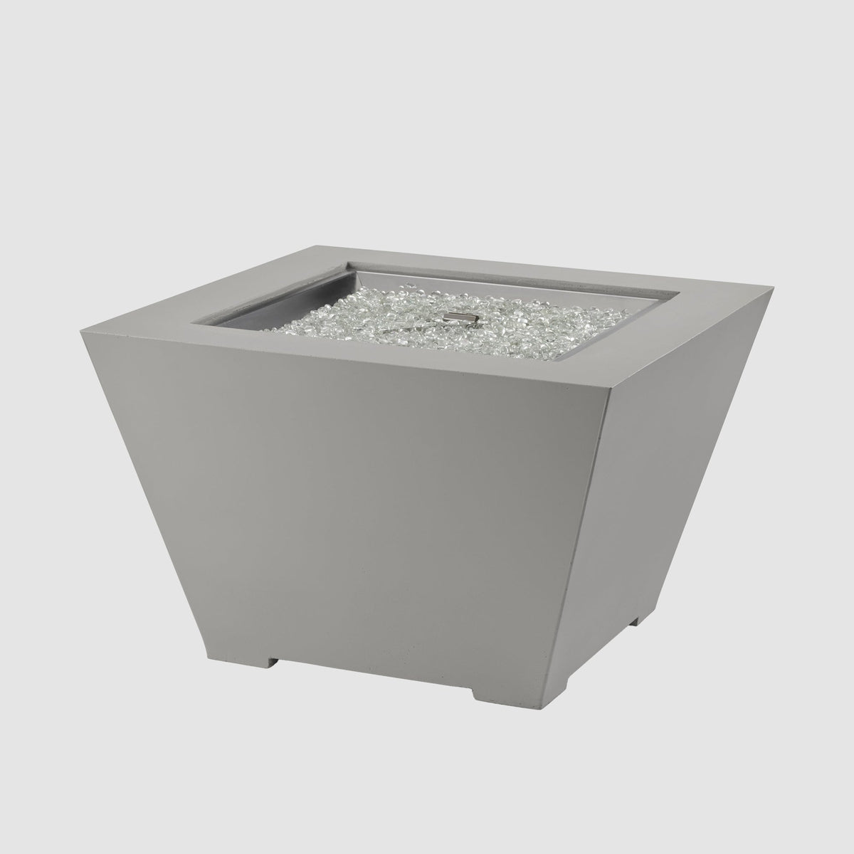 Outdoor Greatroom Cove Concrete Square Gas Fire Pit in Natural Grey - front view