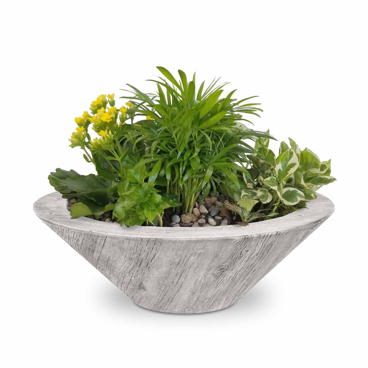 Cazo Bowl GFRC Wood Grain Planter in Ivory finish - The Outdoor Plus