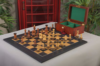 House of Staunton Burnt Golden Rosewood Zagreb '59 Chess Set with Satin Board and Premium Chess Box - Full Combination View