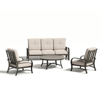 Chamber Aluminum Outdoor Sofa and 2 Chairs with Round Coffee Table
