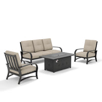 Chamber 4 Pieces Patio Furniture Sets With Sunbrella® Cushions And Fire Pit Table