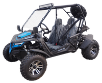 TrailMaster Cheetah 200X Go Kart Special in Blue - full view with canopy, windshield, and alloy wheels