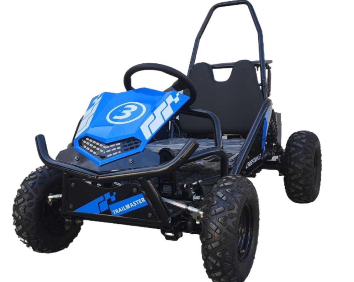 TrailMaster Cheetah i3 electric go-kart front angle view