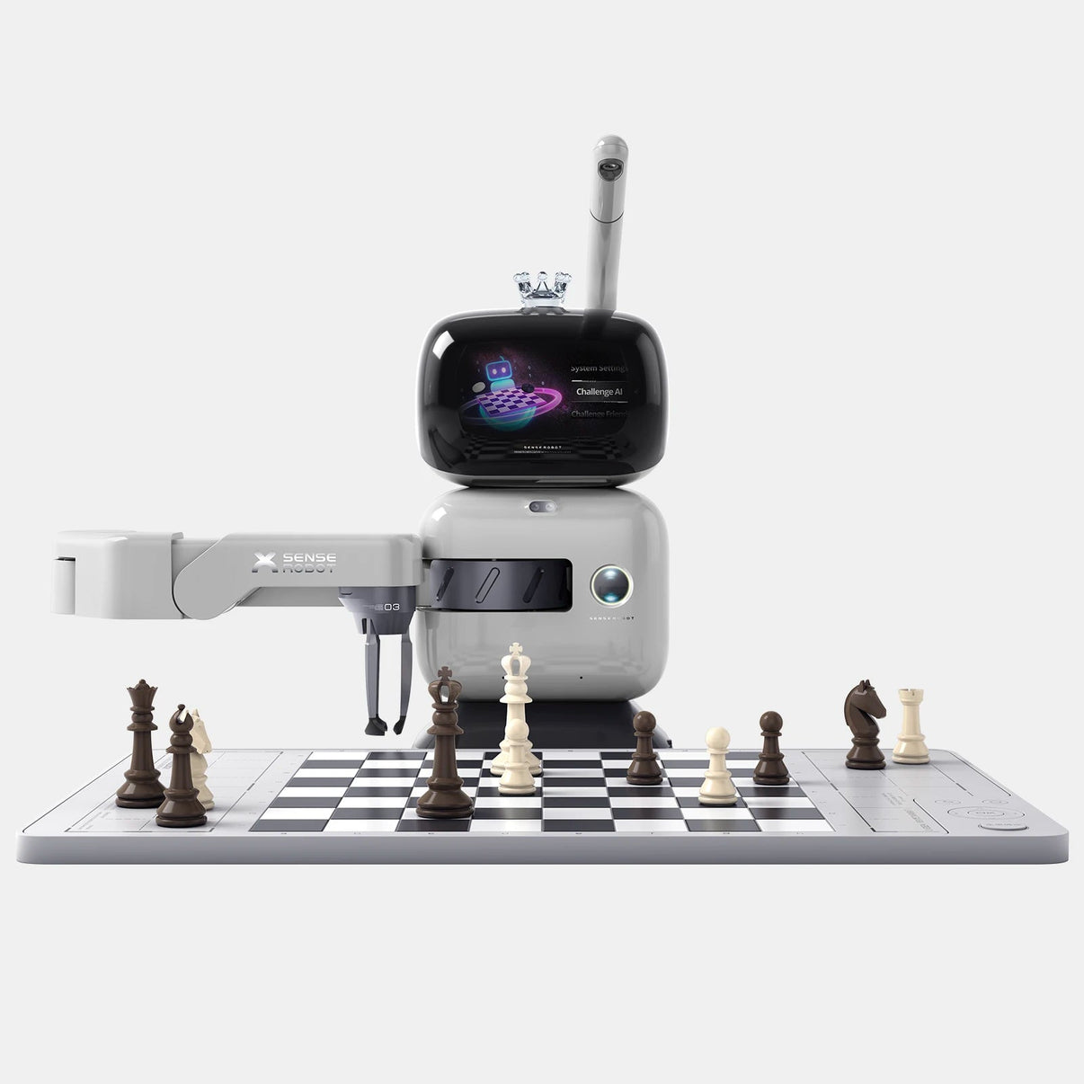 SenseRobot AI Chess Robot full view on chessboard