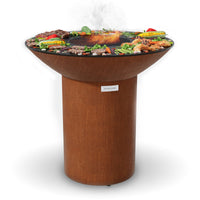 Arteflame Classic 40″ Round Base Flat-Top Grill & Fire Bowl (CORTEN Steel)