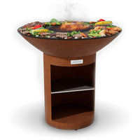 Arteflame Classic 40″ Flat-Top Grill & Fire Bowl - Corten Steel with Storage Base