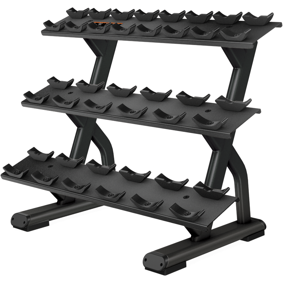 Precor Discovery DBR0814 3-Tier 10-Pair Dumbbell Saddle Rack