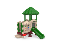 UltraPlay Discovery Center Seedling with Roof in Natural color - front view of two-deck toddler play structure