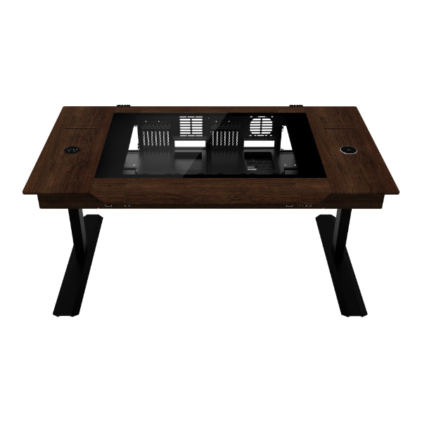 Lian-Li DK-07 WOOD Gaming Desk PC Case - Dark Walnut Finish Hero Shot
