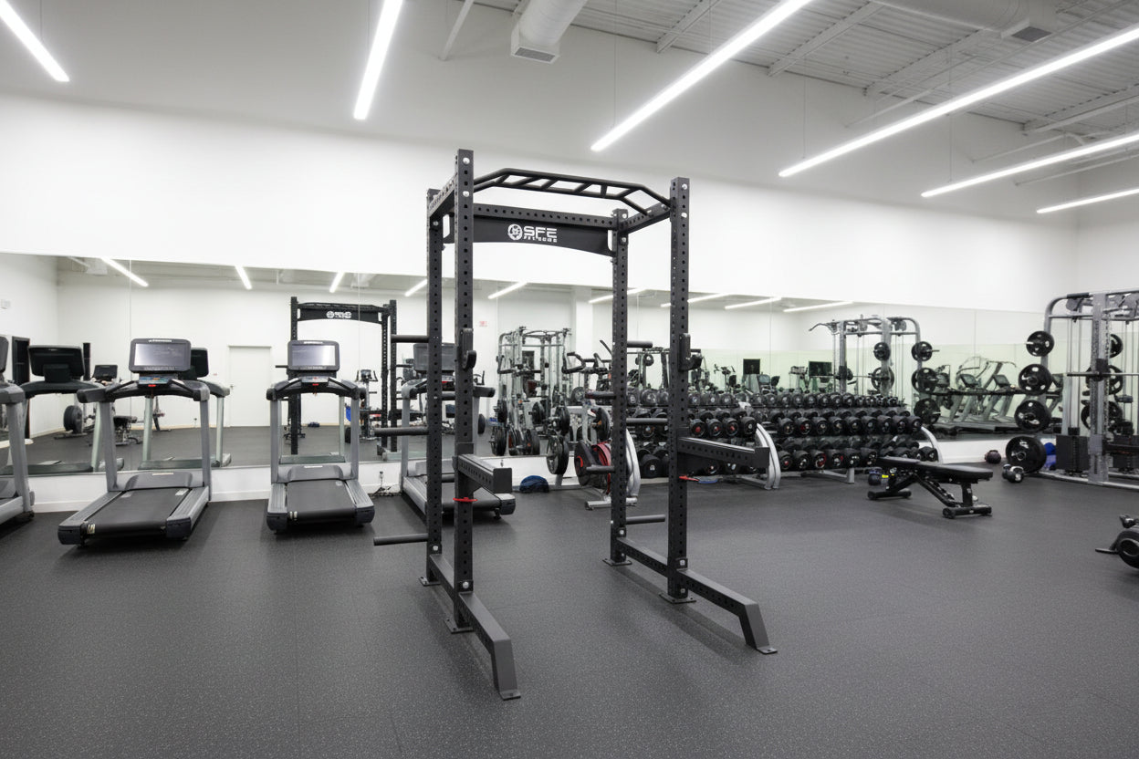 SFE Commercial Squat Rack with Weight Storage & Safety Bars