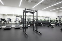 SFE Commercial Squat Rack with Safety Bars, J-Hooks and Weight Storage