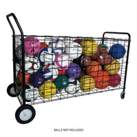 Champion Sports Double-Sided Lockable Ball Locker - 59L x 24W x 37H powder-coated steel with split lockable lids and rear wheels